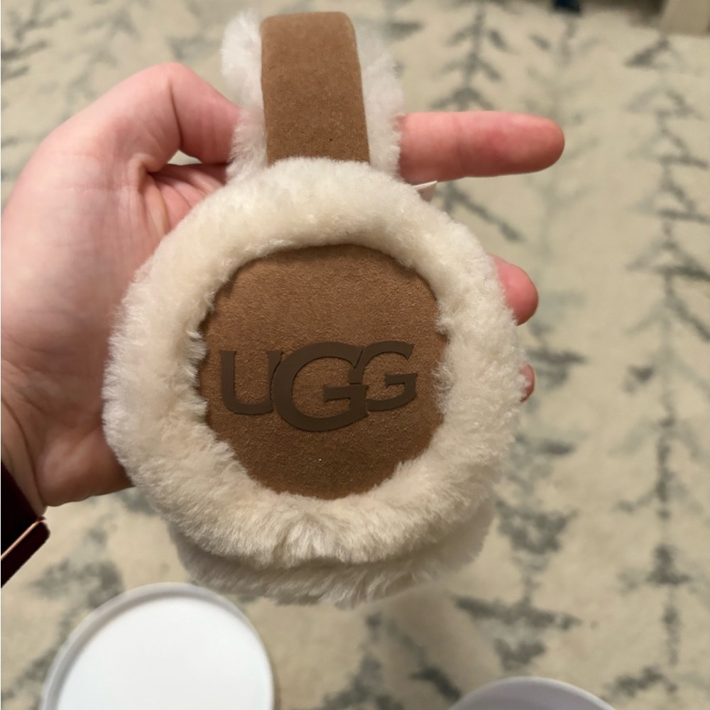 UGG Brown and Cream Shearling Ear Muffs